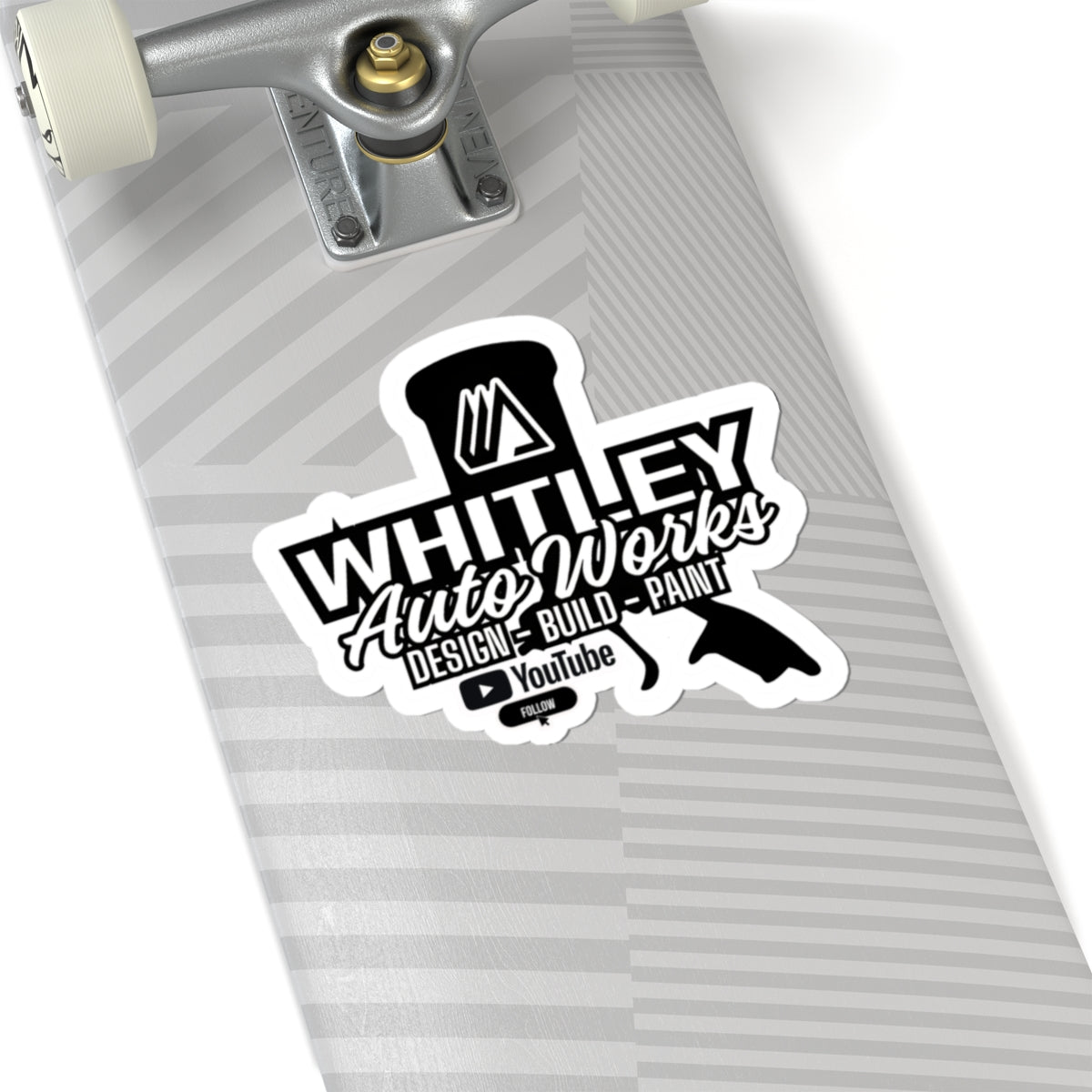 Whitley Auto Works PAINT GUN LOGO Sticker — Design • Build • Paint YouTube Logo