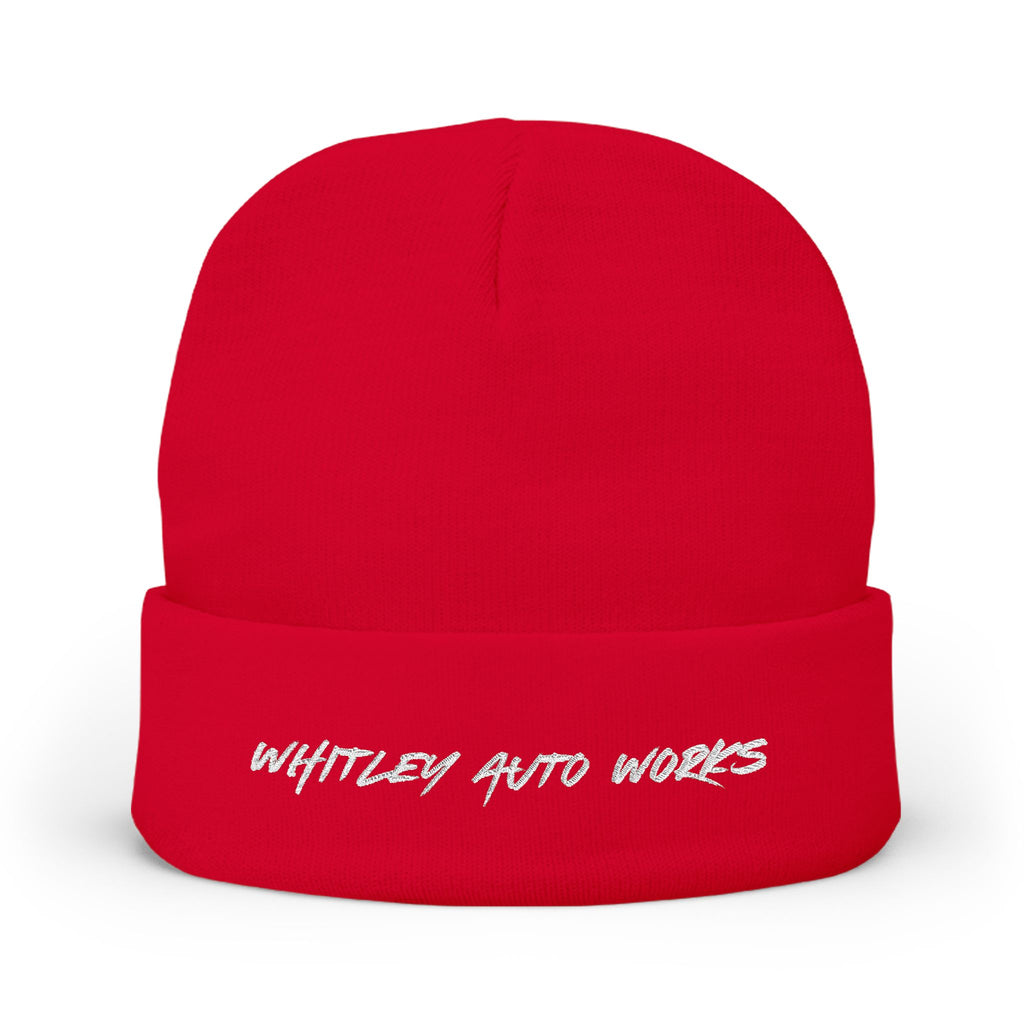 WAW LOGO Embroidered Knit Beanie — 'Whatever Auto Works' Script Winter Hat