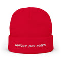 WAW LOGO Embroidered Knit Beanie — 'Whatever Auto Works' Script Winter Hat