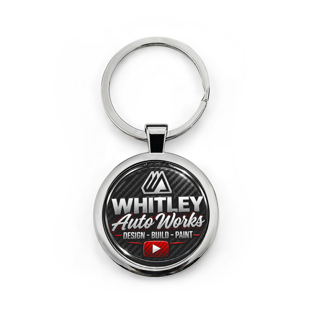 Whitley Auto Works CARBON SHOP Round Stainless Steel Keychain