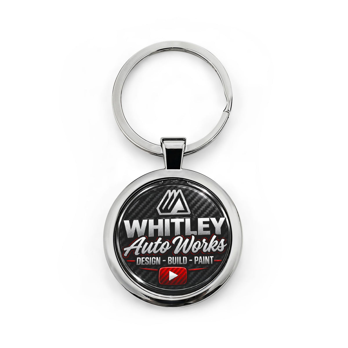 Whitley Auto Works CARBON SHOP Round Stainless Steel Keychain