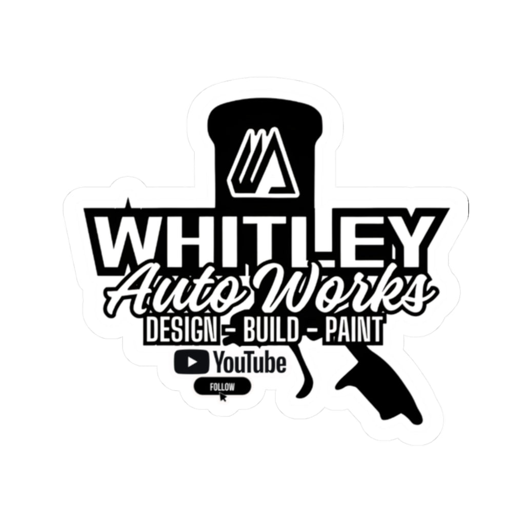 Whitley Auto Works PAINT GUN LOGO Sticker — Design • Build • Paint YouTube Logo