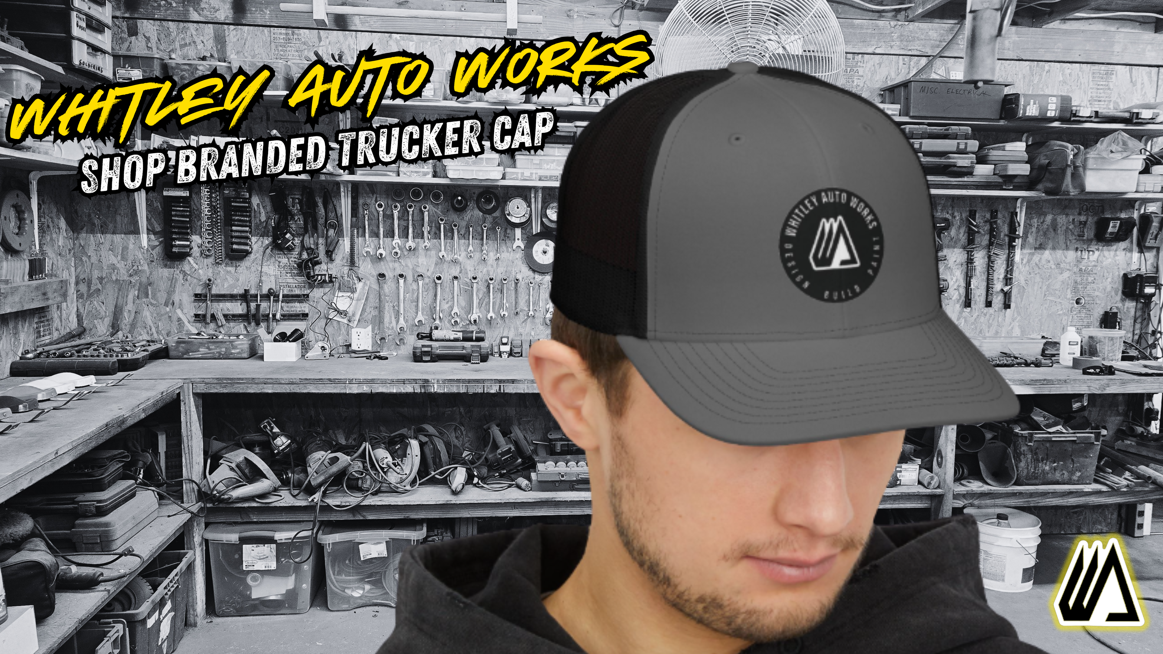 WAW Trucker Cap — Whitley Auto Works Embroidered Logo Snapback