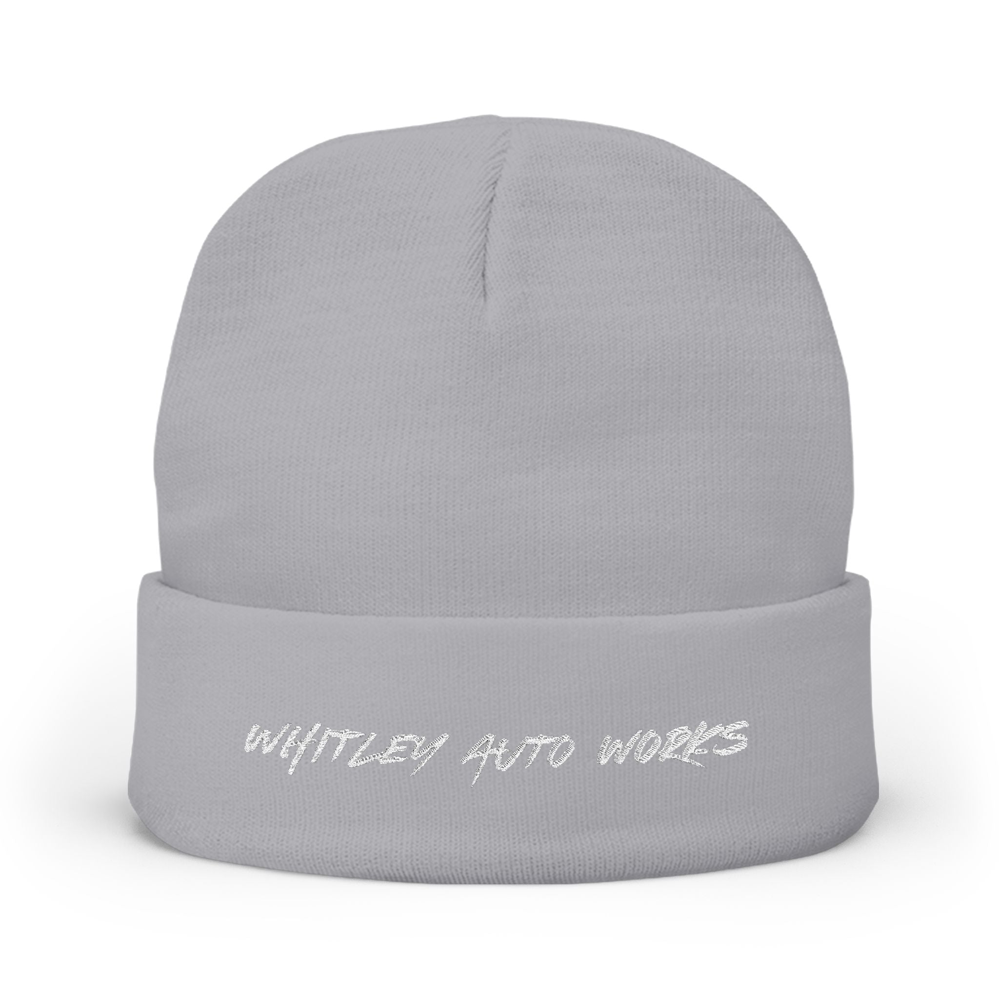 WAW LOGO Embroidered Knit Beanie — 'Whatever Auto Works' Script Winter Hat