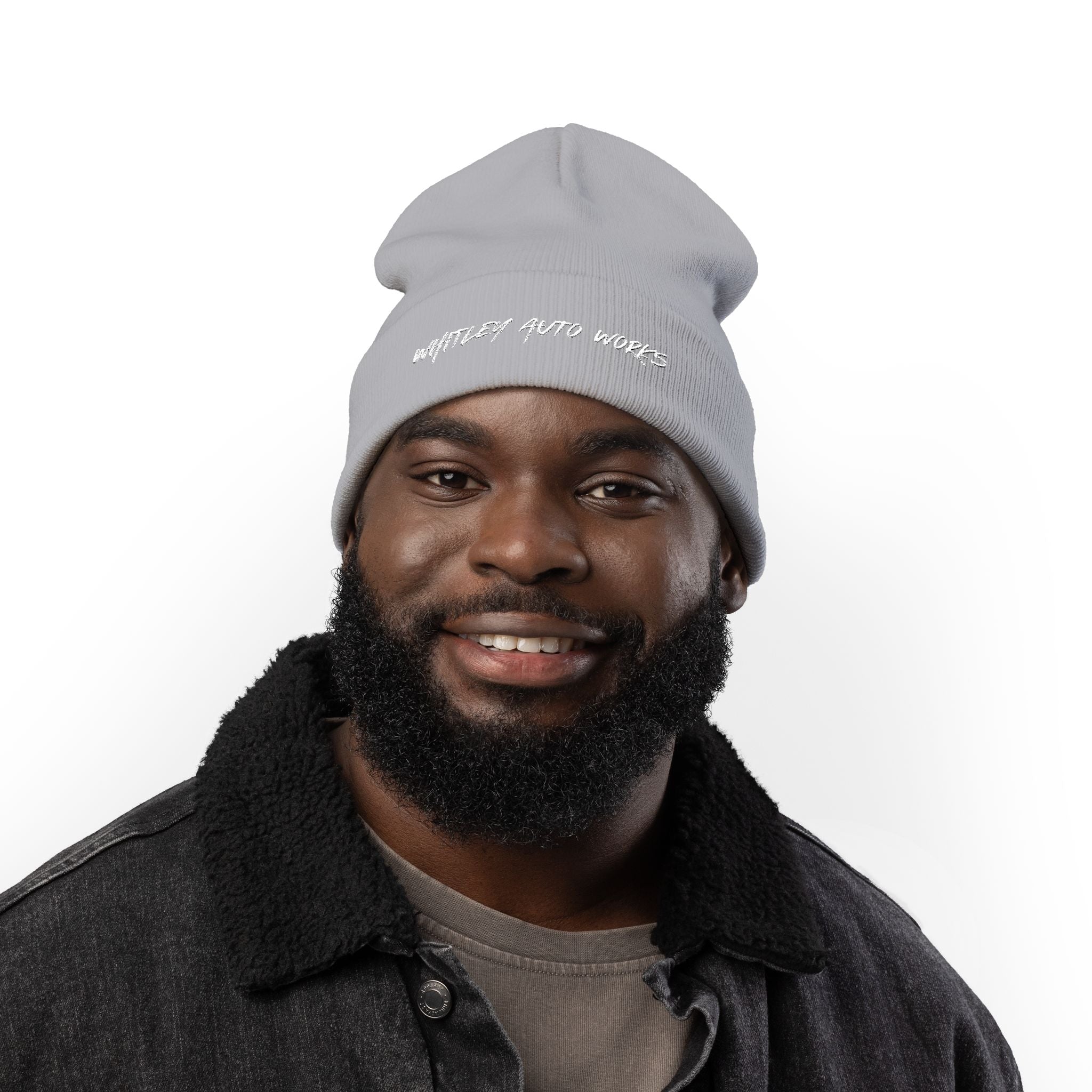 WAW LOGO Embroidered Knit Beanie — 'Whatever Auto Works' Script Winter Hat