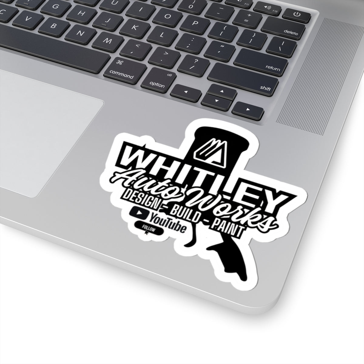Whitley Auto Works PAINT GUN LOGO Sticker — Design • Build • Paint YouTube Logo